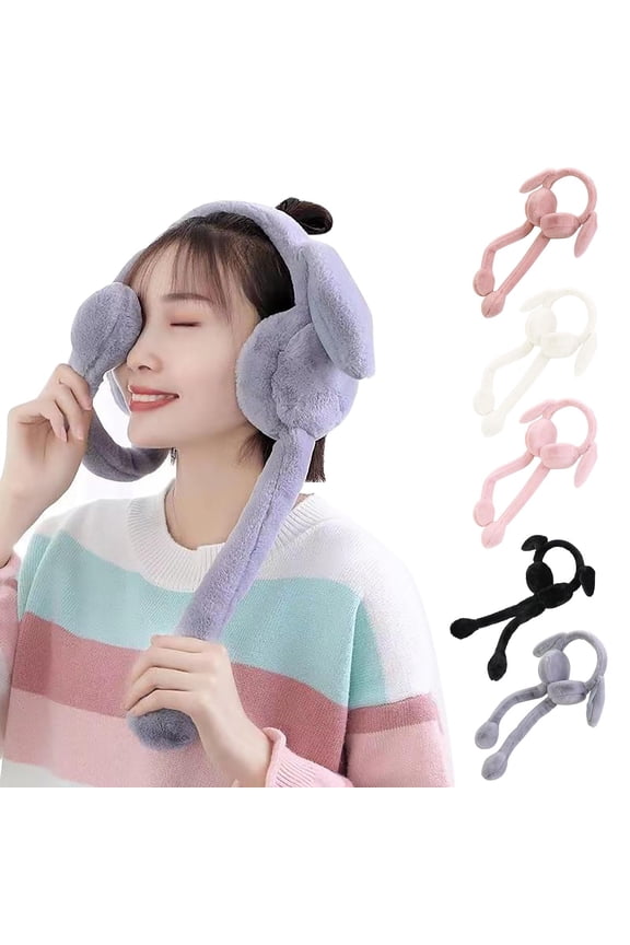 Kids Bunny Ear Headband, Moving Earmuffs for Winter Play, Christmas Gift, Children's Party Grey Universal Fit