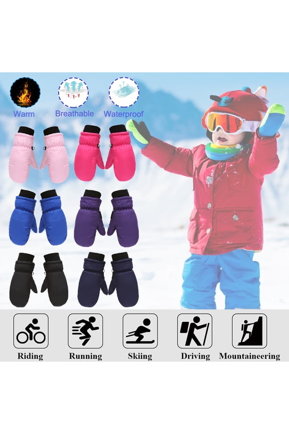 Kids Ski Mittens – 3M Thinsulate, Windproof Tpu, Anti-Lost Clip | Snowman, School Trip, Gift , S/M/L,Coral S