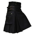 thumbnail image 1 of Baberdicy Kilt for Men Mens Fashion Casual Scottish Style Solid Pocket Pleated Skirt with Pocket Black, 1 of 4