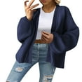 thumbnail image 1 of Baberdicy Knitted Sweate Women's Solid Color Long Sleeved Buttonless Knit Sweater Jacket Cardigan Women's Cardigans Navy, 1 of 5