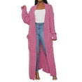 thumbnail image 1 of Baberdicy Knitted Sweate Women's Solid Color Long Sleeved Loose Knit Sweater Outerwear Long Cardigan Women's Cardigans Hot Pink, 1 of 3