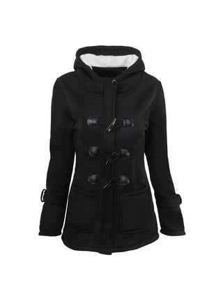 Womens Black Wool And Leather Coat