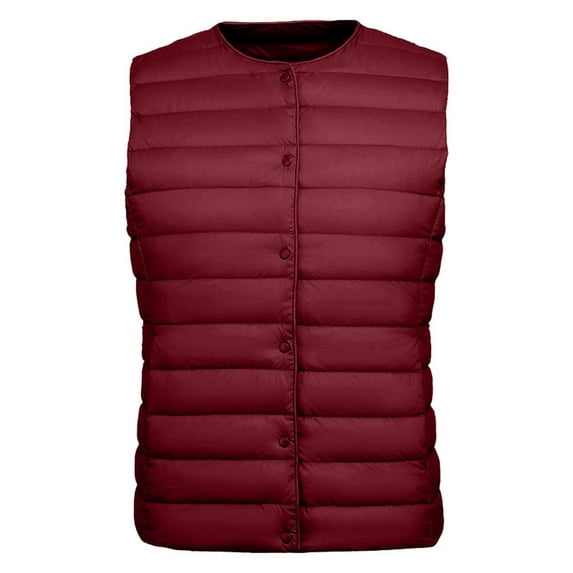 Baberdicy Lady Cotton Women's Collarless Down Wear Vest V Neck Light Light Down Jacket Warm Coat Plus Size Vest Puffer Vest Red 2