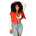 thumbnail image 1 of Baberdicy Lady Jacket Fashion Women Autumn Casual Patchwork Stand Collar Button Long Sleeve Pocket Coat Baseball Jackets Zip Casual Jacket Orange, 1 of 6