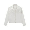 thumbnail image 1 of Baberdicy Lady Jacket Women's Basic Solid Color Button Down Denim Cotton Jacket with Pockets Crop Jacket Coat Denim Coat White, 1 of 8