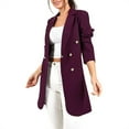 thumbnail image 1 of Baberdicy Lady Jacket Women's Solid Color V Neck Long Sleeve Double Breasted Business Suit Medium Length Suitable for Daily Commute Wear Suit Casual Lohas Time Coat Womens Blazer Purple, 1 of 6