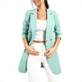 thumbnail image 1 of Baberdicy Lady Jacket Women's Solid Color V Neck Long Sleeve Double Breasted Business Suit Medium Length Suitable for Daily Commute Wear Suit Casual Lohas Time Coat Womens Blazer Mint Green, 1 of 6