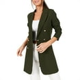 thumbnail image 1 of Baberdicy Lady Jacket Women's Solid Color V Neck Long Sleeve Double Breasted Business Suit Medium Length Suitable for Daily Commute Wear Suit Casual Lohas Time Coat Womens Blazer Army Green, 1 of 6