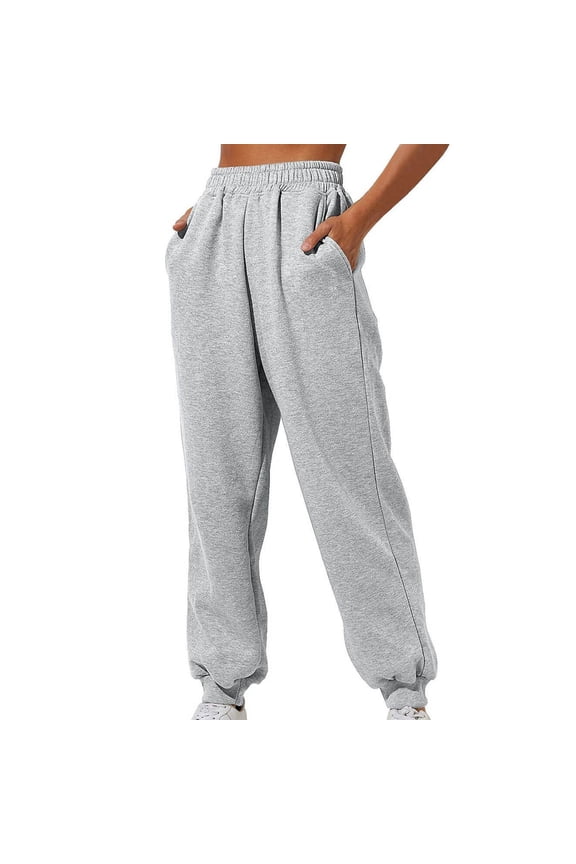 Lady Long Pants Women's Thin High Waisted Loose Sweatpants Comfortable High Waisted Jogging Pants with Pockets Casual Sweatpants Sweatpants Women Grey S-3Xl