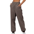thumbnail image 1 of Baberdicy Lady Long Pants Women's Thin High Waisted Loose Sweatpants Comfortable High Waisted Jogging Pants with Pockets Casual Sweatpants Sweatpants Women Brown S-3Xl, 1 of 6