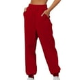thumbnail image 1 of Baberdicy Lady Long Pants Women's Thin High Waisted Loose Sweatpants Comfortable High Waisted Jogging Pants with Pockets Casual Sweatpants Sweatpants Women Red S-3Xl, 1 of 6
