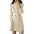 thumbnail image 1 of Baberdicy Lady Trench Coat Women's Tailored Collar Solid Color Relaxed and Casual Long Sleeved Mid Length Version Coat Trenchcoat Women's White, 1 of 5
