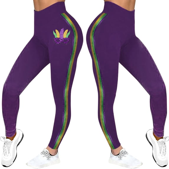 Baberdicy Leggings for Women, Women's Mardi Leggings Stretchy Graphic Printed Fancy Workout Yoga Stretchy Pants Legging Pants