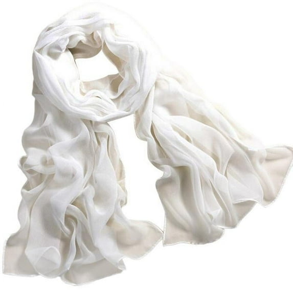 Baberdicy Lightweight Fashion Scarf, White Sheer Chiffon Scarf – Lightweight Wrap for Beach, Evening Wear & Gifting | 6 "X2 " | Multiple Colors One Size