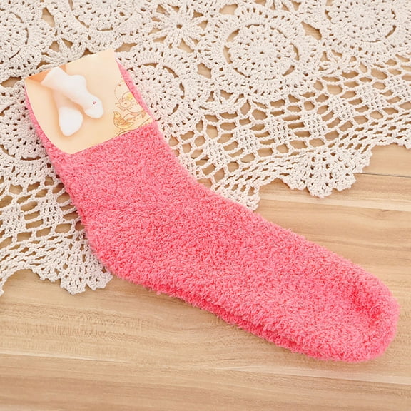 Baberdicy Low Cut Socks Pack, Socks 3-Pack Fuzzy Slipper Socks – Soft Winter House Socks for Women, Watermelon Red, One Size