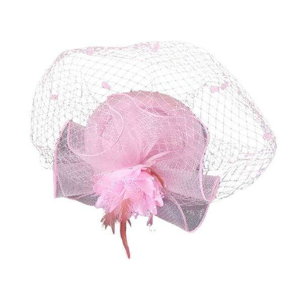 Baberdicy Women's Fascinator Hat - Pillbox Style with Flowers - Tea Party & Wedding Headpiece - Elegant Church Occasions - Spring Collection Pink,One Size