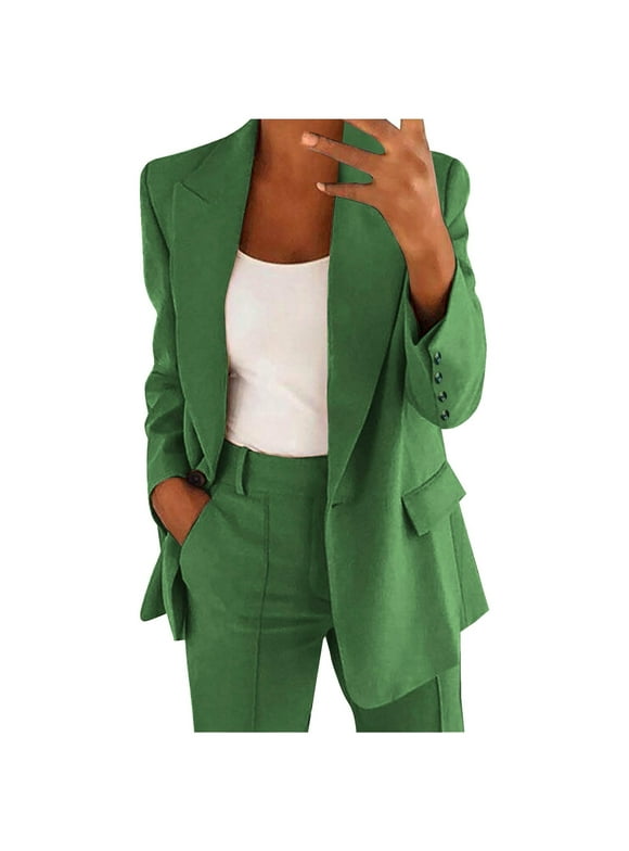 Baberdicy Madam Coordinates Woen'S Elegant Sporty Suer Fitted Jacket Suit Jacket Business Oversize Elegant Spring Thin Transition Jacket Ary Green