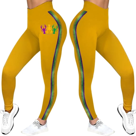 Baberdicy Mardi Gras 2024 Women's Mardi Leggings Lobster Graphic Printed Fancy Sports Fitness Workout Yoga Pants Legging Pants