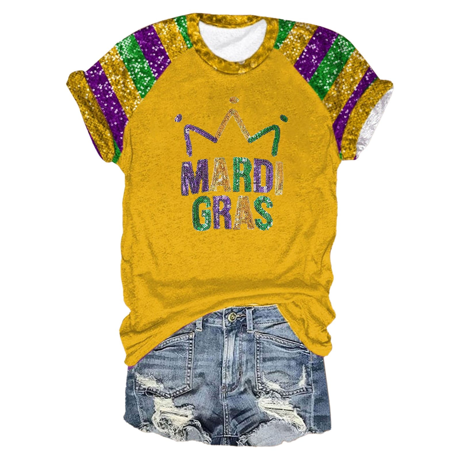Mardi Gras Stripe Short Sleeve Shortall main image 0