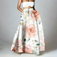 thumbnail image 1 of Baberdicy Maxi Skirt Women Bohemian Floral Print Skirt High Waist Party Beach Big Hem Long Skirts with Pockets, Pink Size: S-2Xl, 1 of 5