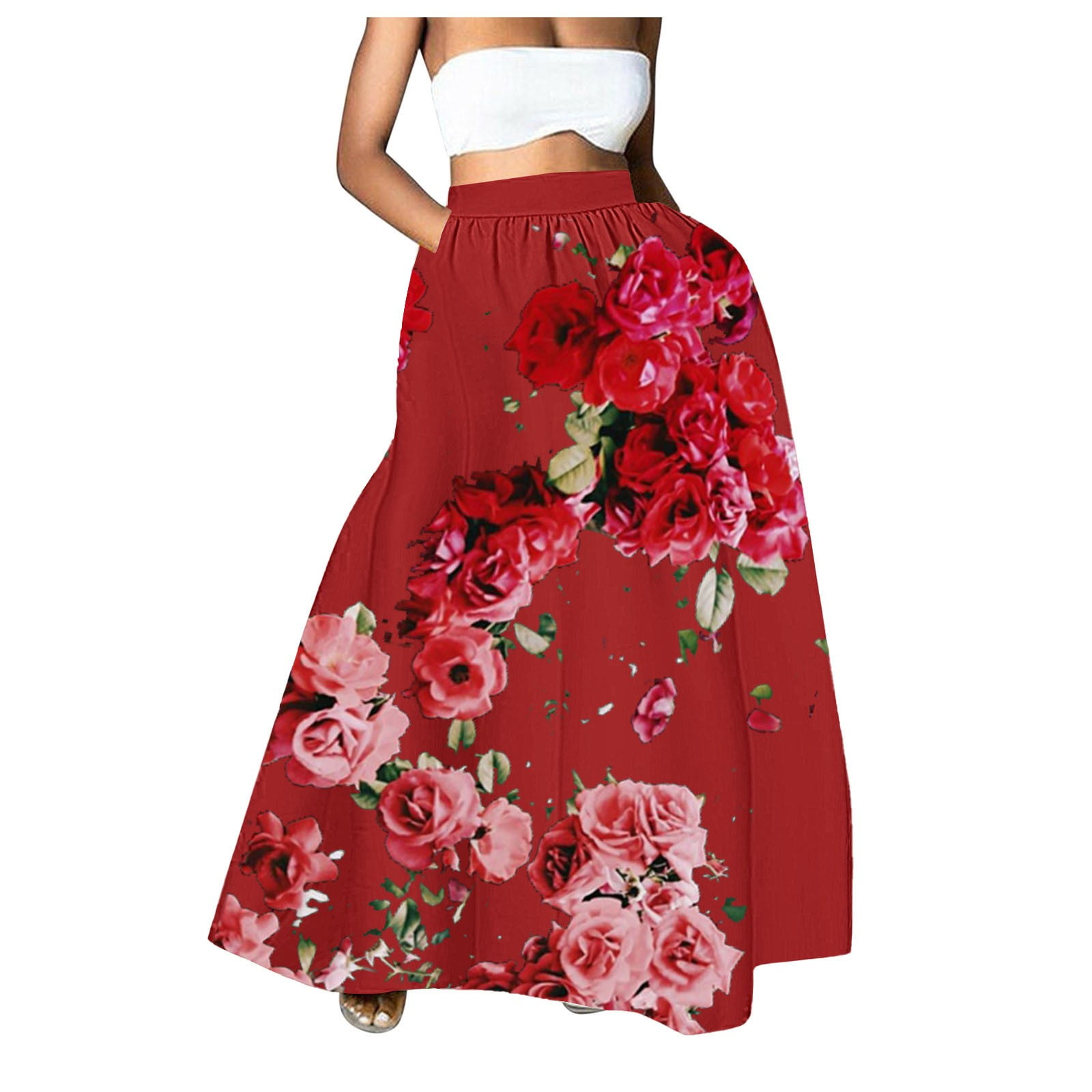 Women's Pleated A line maxi skirt 0886# Women's Pleated A line maxi skirt 0886#
