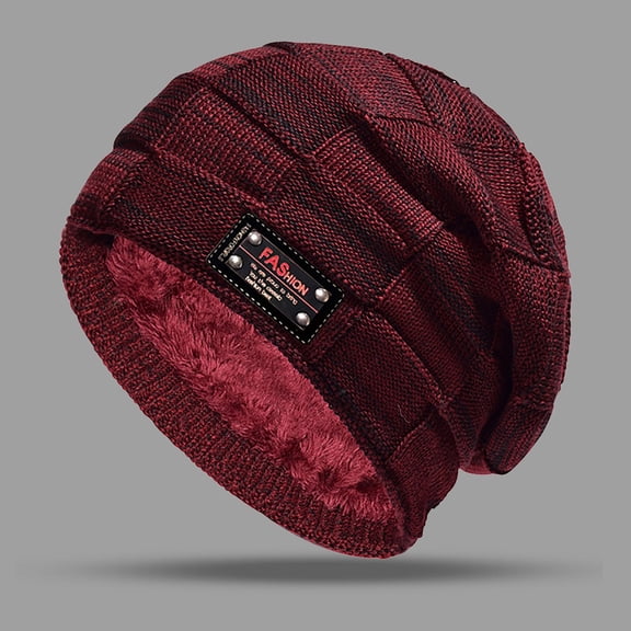 Baberdicy Men Knit Beanie, Beanie for Men Winter Hats for Guys, Cool Lined Knit Warm Thick Skully Stocking Binie Hat, Solid Color Design for Cold Weather Protection Burgundy