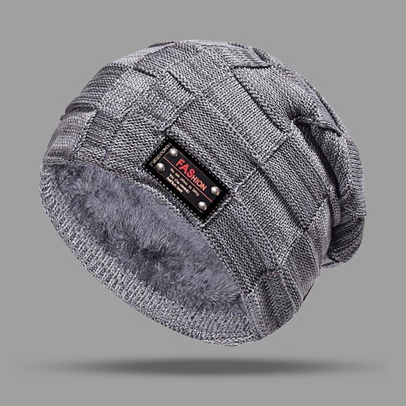 Baberdicy Men Knit Beanie, Beanie for Men Winter Hats for Guys, Cool Lined Knit Warm Thick Skully Stocking Binie Hat, Solid Color Design for Cold Weather Protection Grey