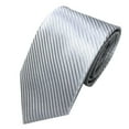thumbnail image 1 of Baberdicy Classic Striped Necktie - Woven Silk Wedding Tie for Men, Business Formal Accessory, Silver One Size, 1 of 1