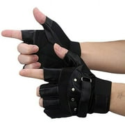 Baberdicy Men Soft Biker Gloves Fingerless Driving Sheep Warm Motorcycle Leather Gloves Black