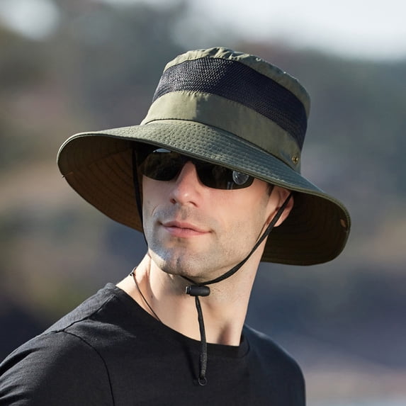 Baberdicy Men's Outdoor Mesh Breathable Fisherman Hat, Army Green One Size