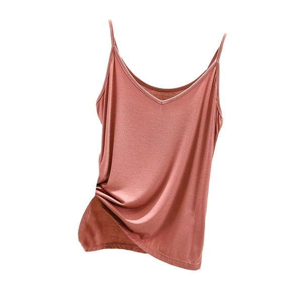 Baberdicy Modal Slip Dress with V-Neck - Women's Summer Seamless Layering Tank, Stretchy Slimming Basic Sleeveless Undershirt (Pink | M)