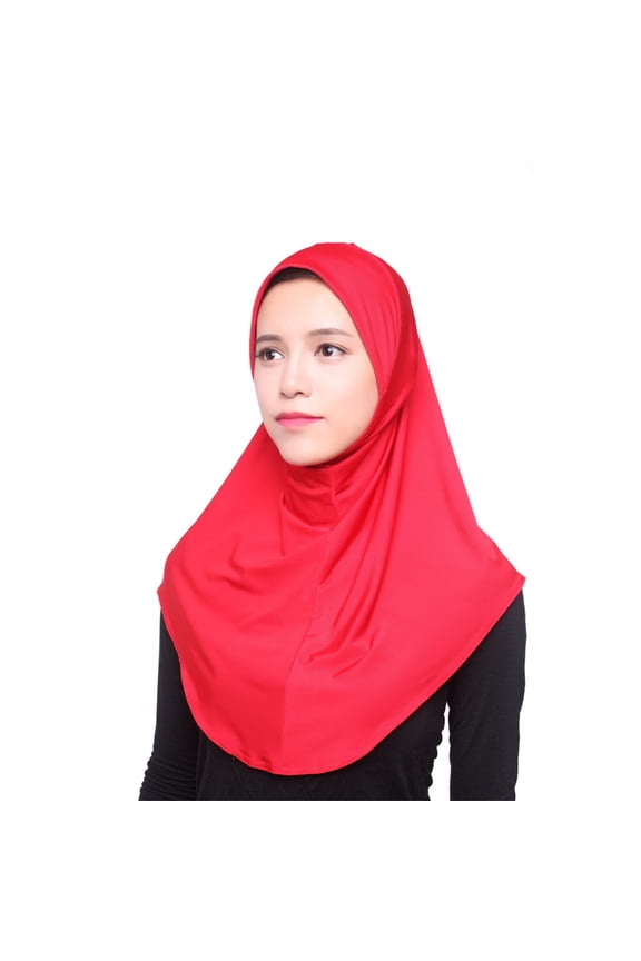 Muslim Head Cover, Head Scarf Women's Full-Coverage Hijab – Soft Inner Cap for Daily Wear & Prayer, Red, One Size