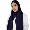 thumbnail image 1 of Baberdicy Head Wraps for Women's Hair Muslim Head Scarf Solid Color Long Scarf Wrap Scarves Cotton Scarf for Women Fashion Headwraps Navy, 1 of 4