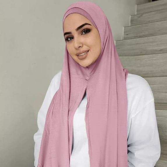 Baberdicy Muslim Head Scarf - Solid Color Cotton - Easy Wrap Design - Modest Fashion - Lightweight Comfort - Muslim Head Scarf Solid Color Long Scarf Wrap Scarves R,One Size