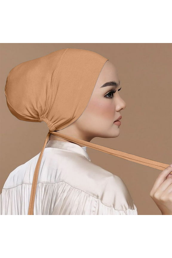 Muslim Head Scarf for Women Big Deal Women Casual Solid Color Multicolor Elastic Bandage Lace Up Bottom Muslim Hijab Clearance!