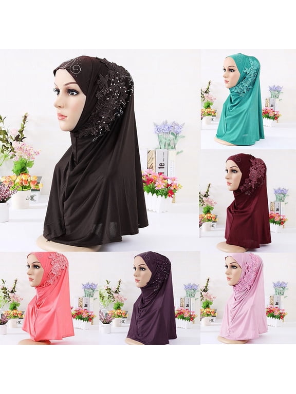 Muslim Hijab Headscarf, Convenient Pull-On Loop Shawl for Women,Cyan Fits All – Gift Ready