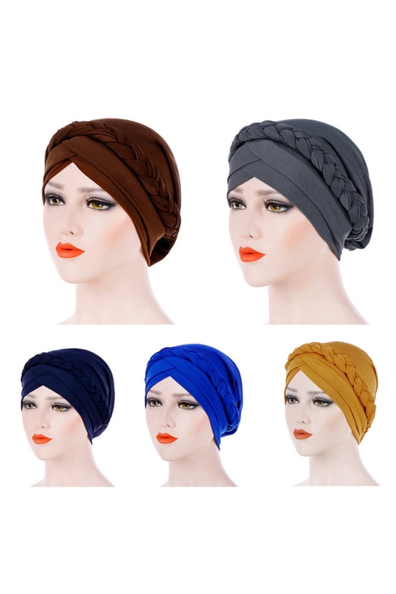 Muslim Solid Turban Cap, Braid Tail Head Cover for Women,Cyan Fits All – Gift Ready