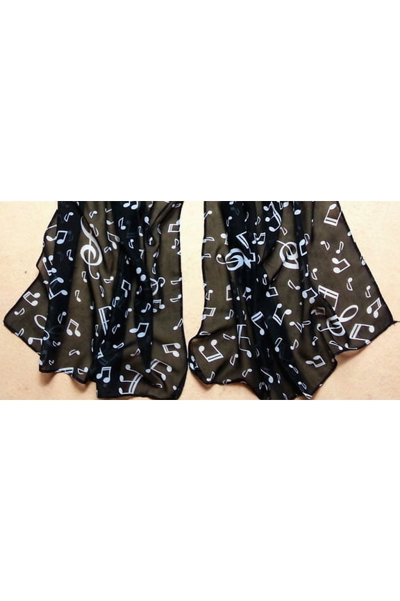 Neck Shawl Muffler Musical Women Note Scarf Scarves Black Chiffon Lady Scarf