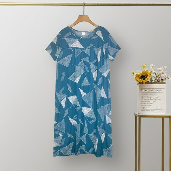 Baberdicy Nightgowns for Women Short Night Gowns Cotton Silk Women's Summer Thin Short Sleeved Sweet Loose Plus Size Dress