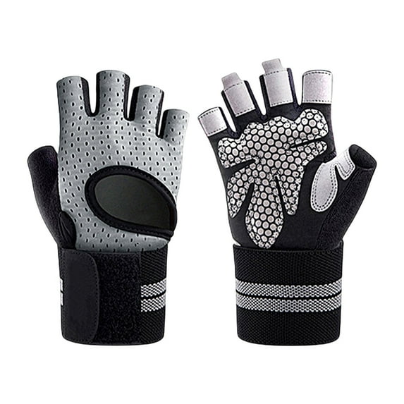 Baberdicy Non-Slip Gym Gloves, Sports Gloves Half-Finger Workout Gloves – Padded for Weightlifting, Cycling & Rowing | Breathable Mesh | Unisex, Grey, S