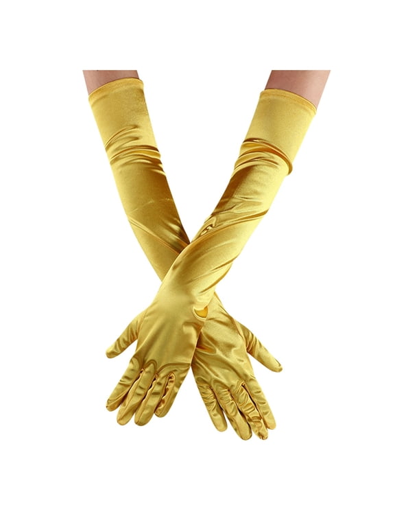 Satin Opera Gloves, Women's Gloves Satin Elbow-Length Gloves – 192 S Style for Bridal, Dance & Costume, Sunflower Yellow, One Size
