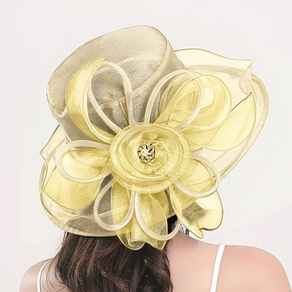 Baberdicy Organza Flower Hat, Ladies Sun Visor Women's Flower Mesh Sun Hat – Organza Wide Brim for Beach & Garden Parties, Sun Hat One Size