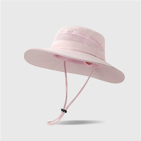 Baberdicy Outdoor Sun Hat, Summer Sun Hat with Wide Brim And Adjustable Chin Strap, Outdoor Bucket Hat with Ponytail Hole for Fishing, Hiking, Camping, Sun Protection for Men And Women Pink