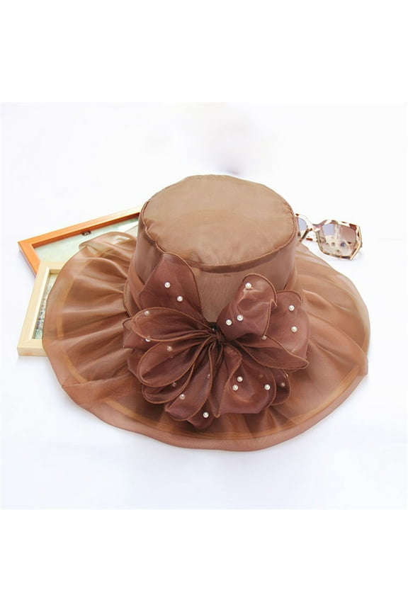 Pearl Veil Hat, Wedding Party Hat Pearl Flower Fascinator – Vintage Headpiece for Weddings, Tea & Theatre, Women's Hat One Size