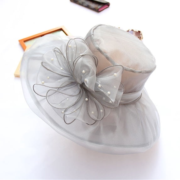 Baberdicy Pearl Veil Hat, Wedding Party Hat Pearl Flower Fascinator – Vintage Headpiece for Weddings, Tea & Theatre, Women's Hat One Size