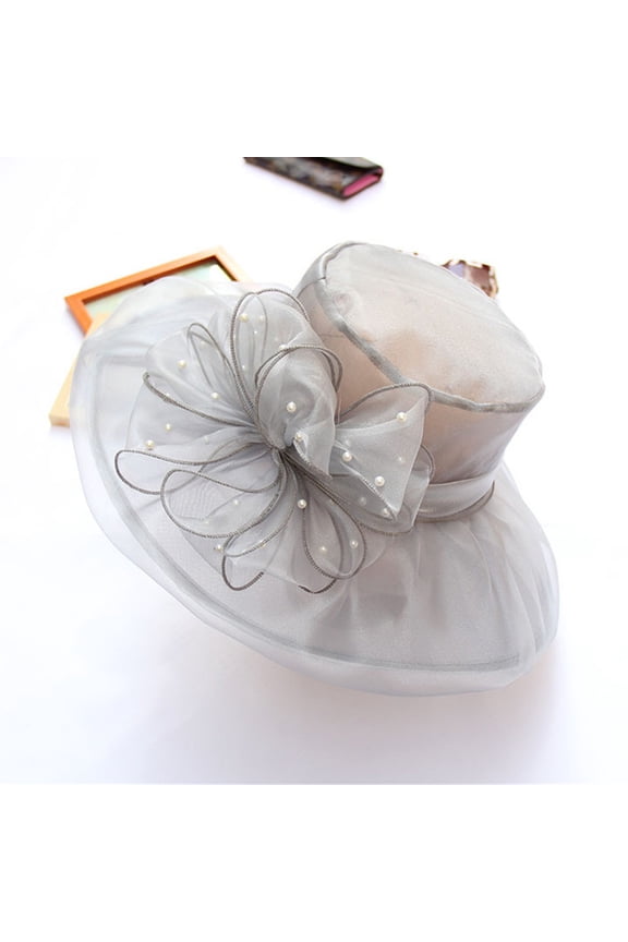 Pearl Veil Hat, Wedding Party Hat Pearl Flower Fascinator – Vintage Headpiece for Weddings, Tea & Theatre, Women's Hat One Size
