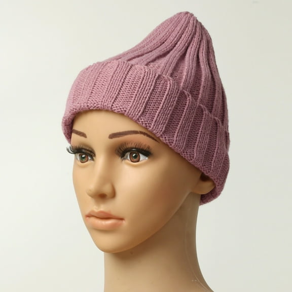 Baberdicy Pointed Knit Hat, B Unisex Cuffed Beanie – Soft Knit for Ski, Travel & Winter Walks | Fleece Lined | 2 Colors One Size