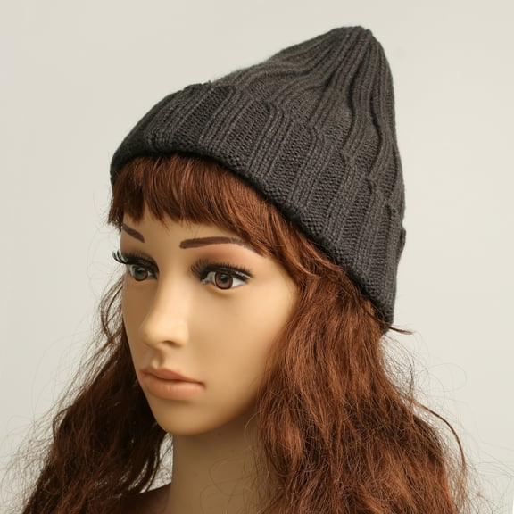 Baberdicy Pointed Knit Hat, D Unisex Cuffed Beanie – Soft Knit for Ski, Travel & Winter Walks | Fleece Lined | 2 Colors One Size