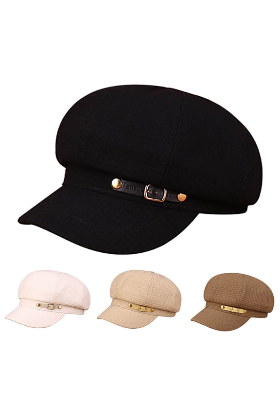 Pu-Buckle Baker Boy Cap – Corduroy, 8-Panel, Elastic Back | Fall Street, Coffee, Concert | , One Size,B Fits All – Gift Ready