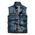 thumbnail image 1 of Baberdicy Puffer Vest Same Style for Men and Womendenim Vest Men Lapel Sleeveless Slim Fit Retro Ripped Casual JeanVest for Women ( Blue 4Xl ), 1 of 9